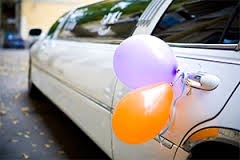 Birthday limo with baloons